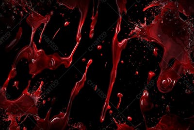 Respingos De Sangue Overlay Sobre Um Fundo Preto