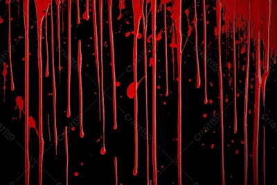 Respingos De Sangue Overlay Sobre Um Fundo Preto