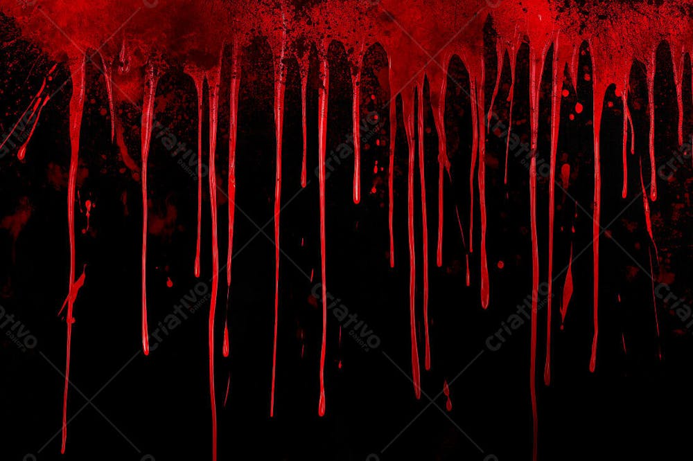 Respingos De Sangue Overlay Sobre Um Fundo Preto