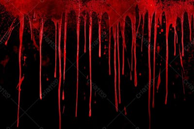 Respingos De Sangue Overlay Sobre Um Fundo Preto