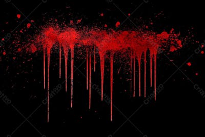 Respingos De Sangue Overlay Sobre Um Fundo Preto