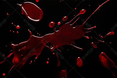 Respingos De Sangue Overlay Sobre Um Fundo Preto