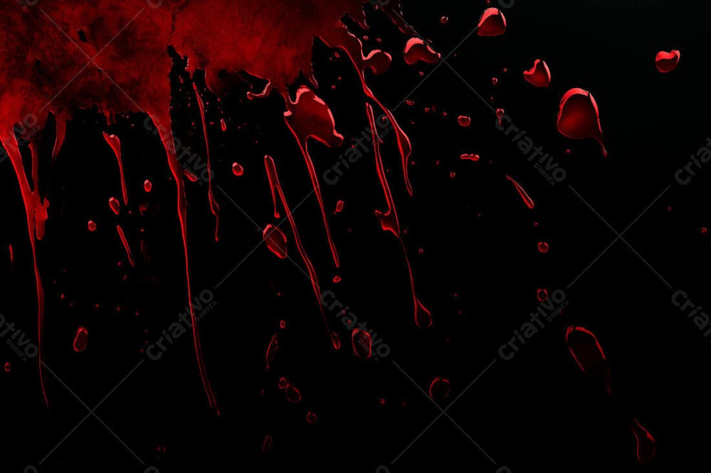 Respingos De Sangue Overlay Sobre Um Fundo Preto