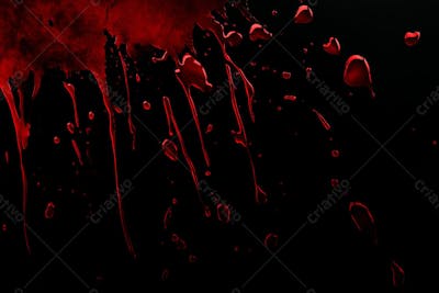 Respingos De Sangue Overlay Sobre Um Fundo Preto