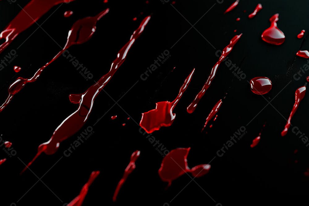 Respingos De Sangue Overlay Sobre Um Fundo Preto