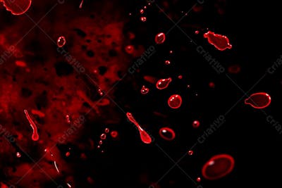 Respingos De Sangue Overlay Sobre Um Fundo Preto