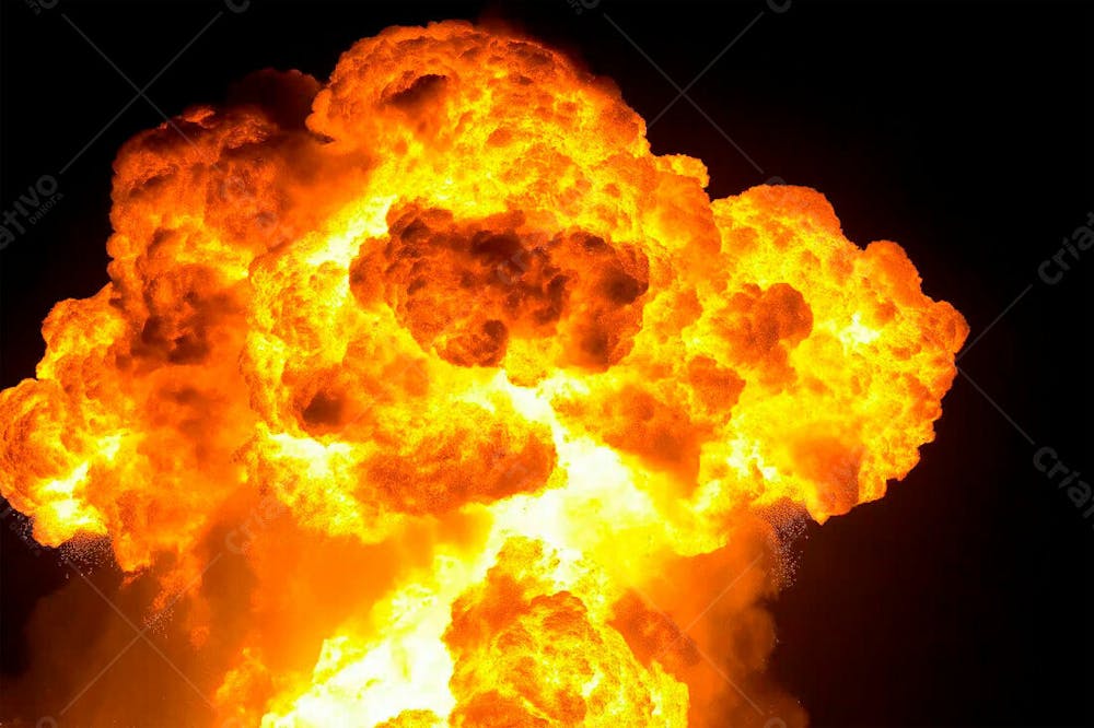 Explosão De Fogo Overlay Sobre Um Fundo Escuro