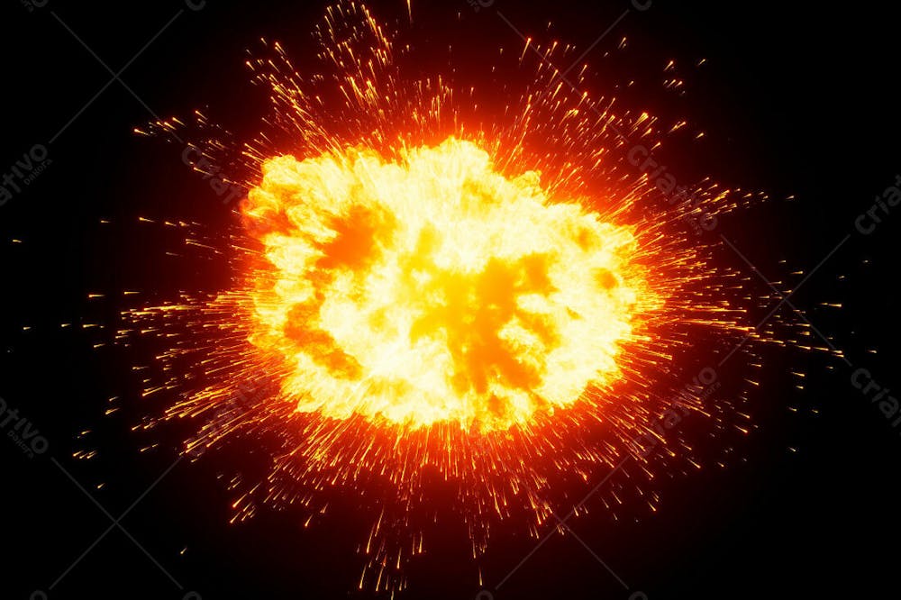 Explosão De Fogo Overlay Sobre Um Fundo Escuro