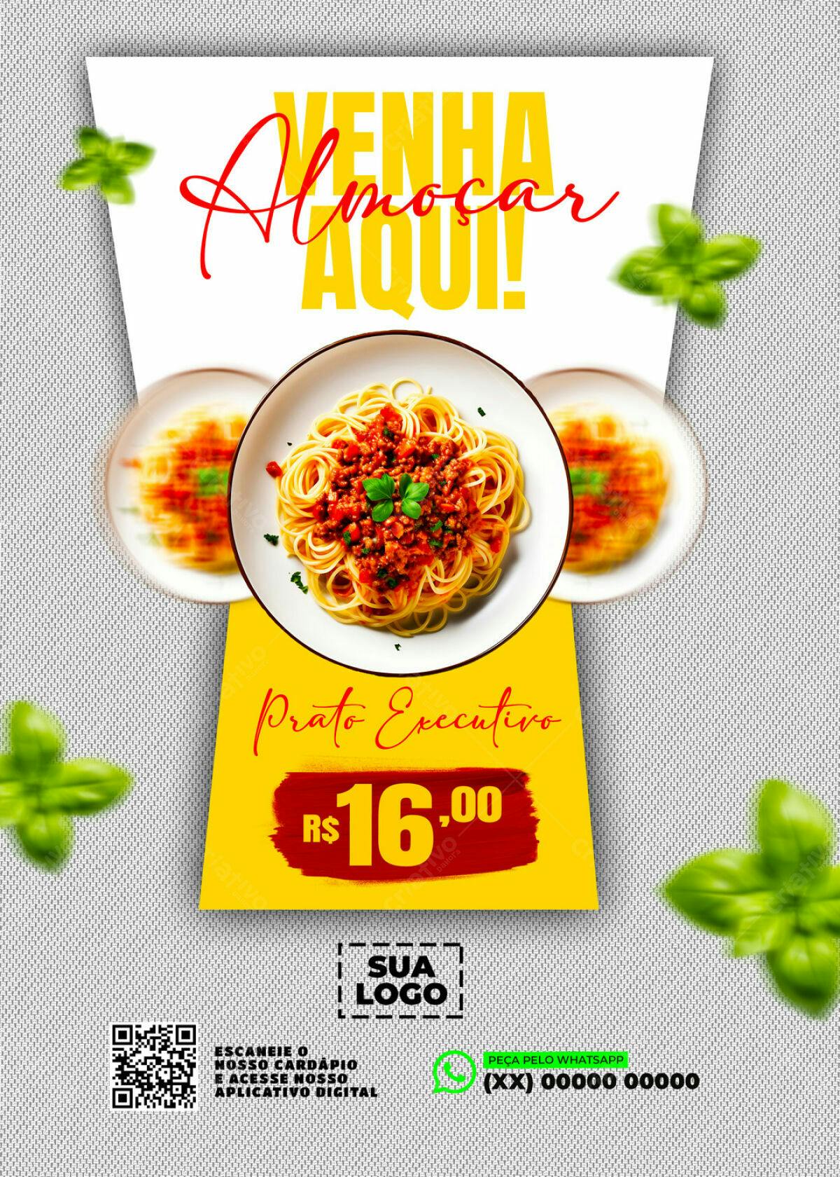 Flyer para Restaurante com Prato Executivo PSD Editável