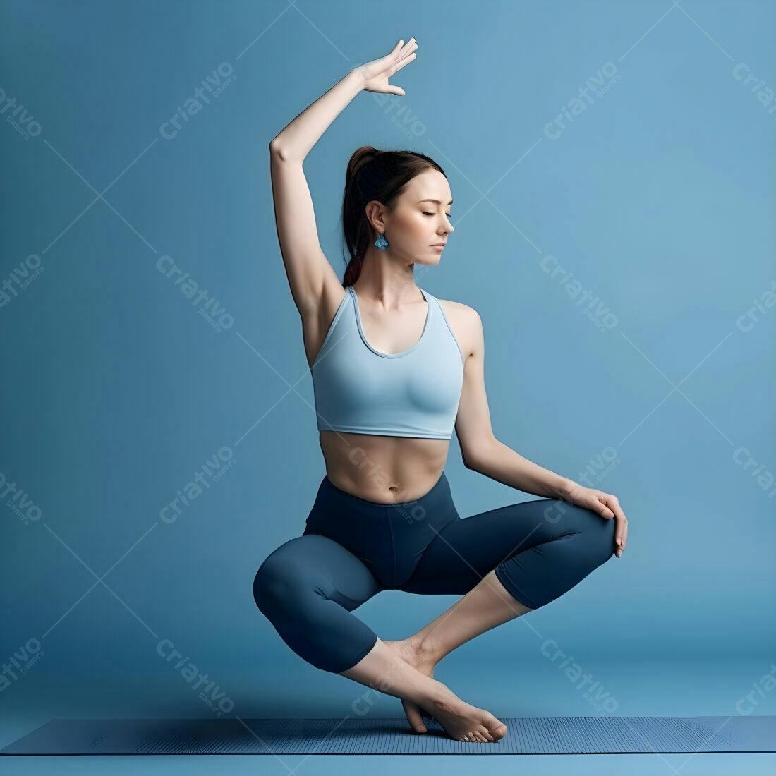 Mulher praticando yoga em pose equilibrada
