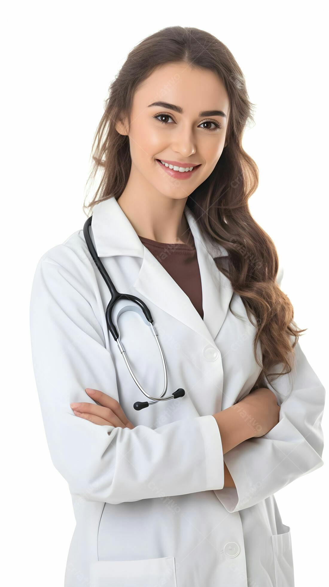 Médica sorridente com estetoscópio