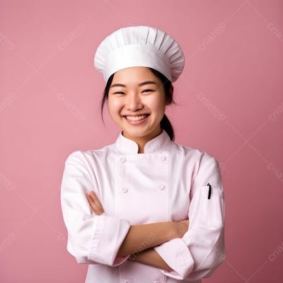 Retrato de jovem chef com rosto sorridente