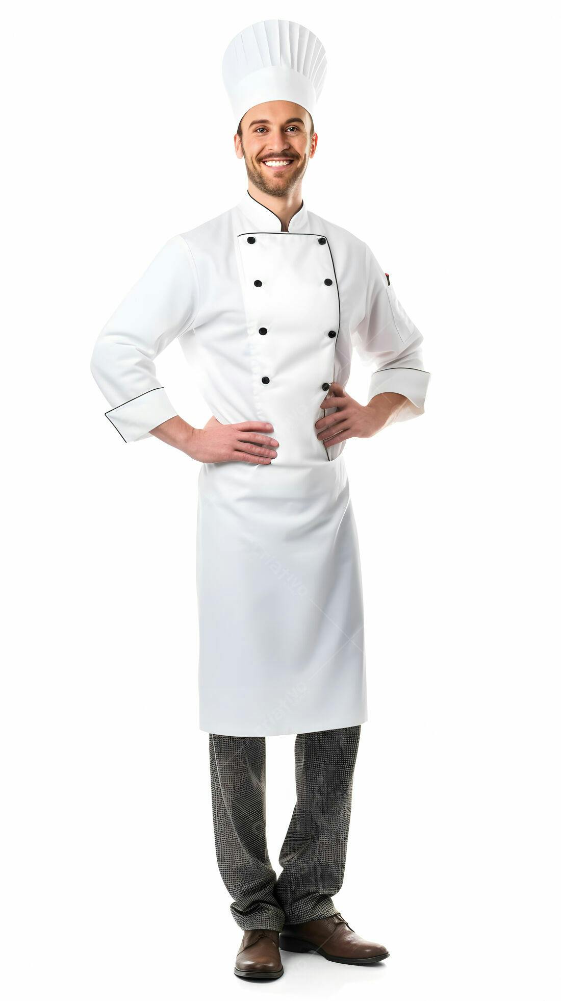 Chef sorridente em uniforme branco