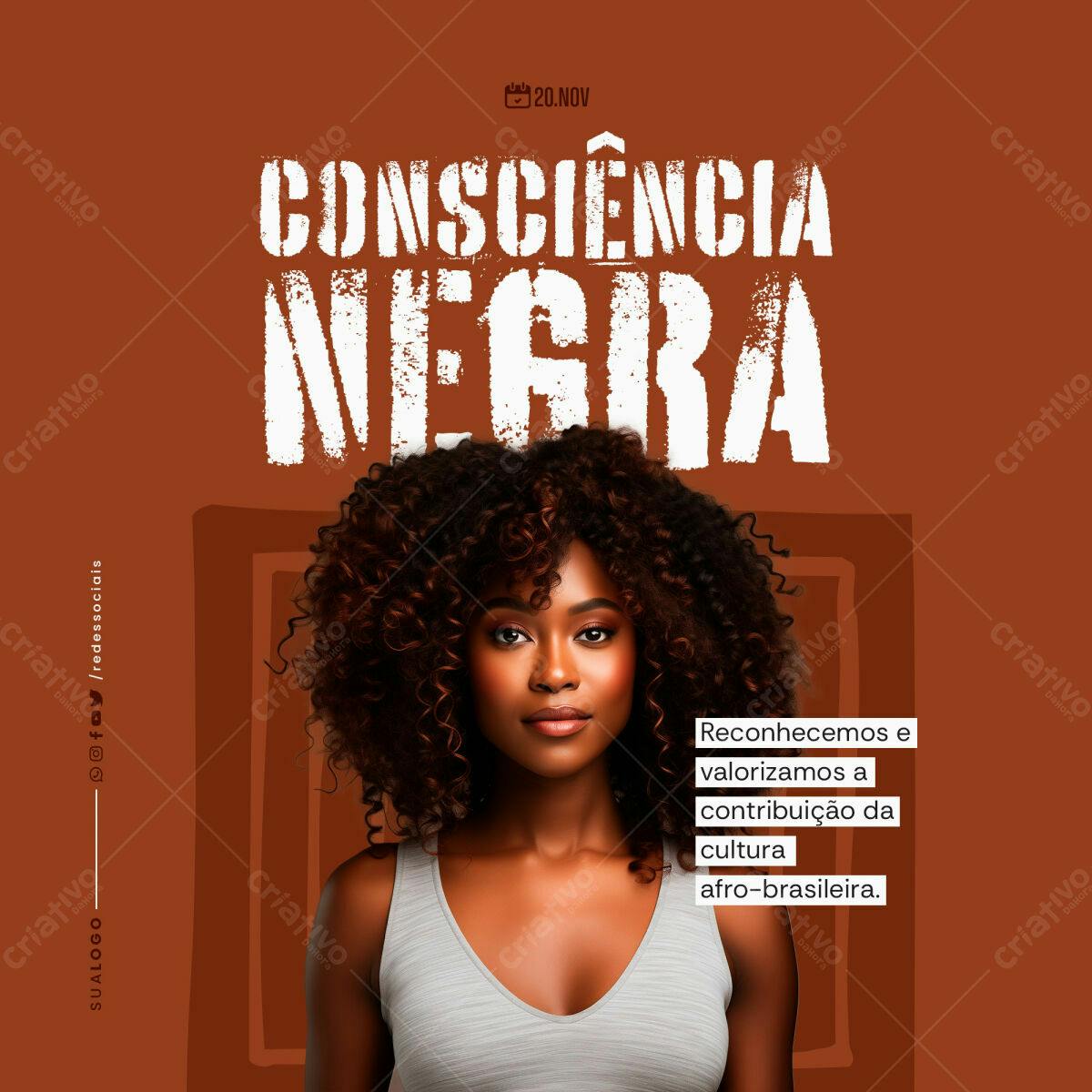 Post para Consciência Negra PSD Editável