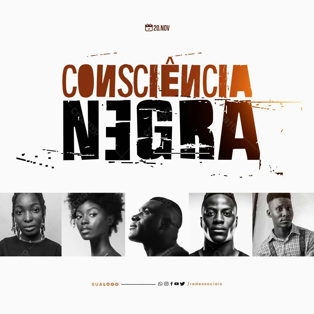 Post para Consciência Negra PSD Editável