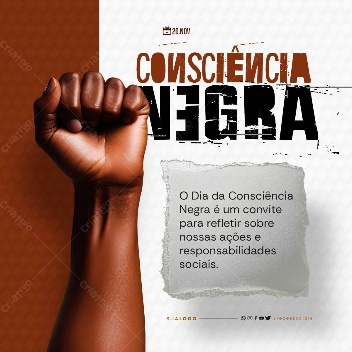 Post para Dia da Consciência Negra PSD Editável