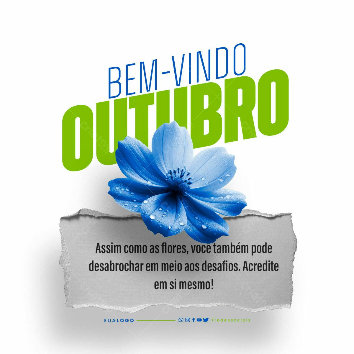 Postagem Boas Vindas Outubro PSD Editável
