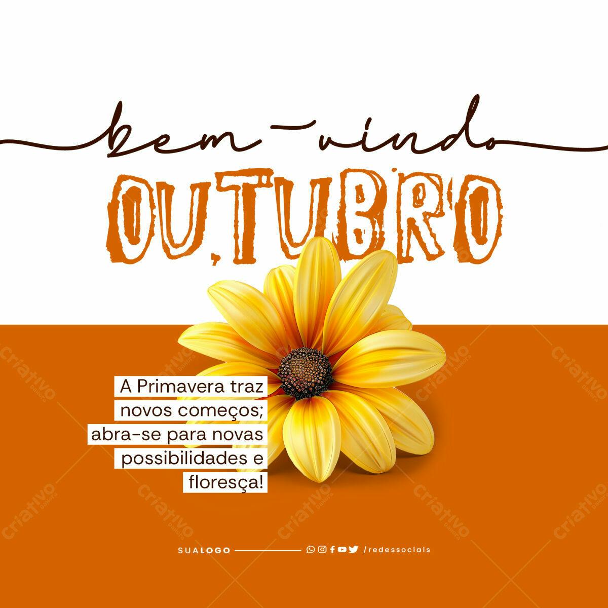 Postagem Boas Vindas Outubro PSD Editável