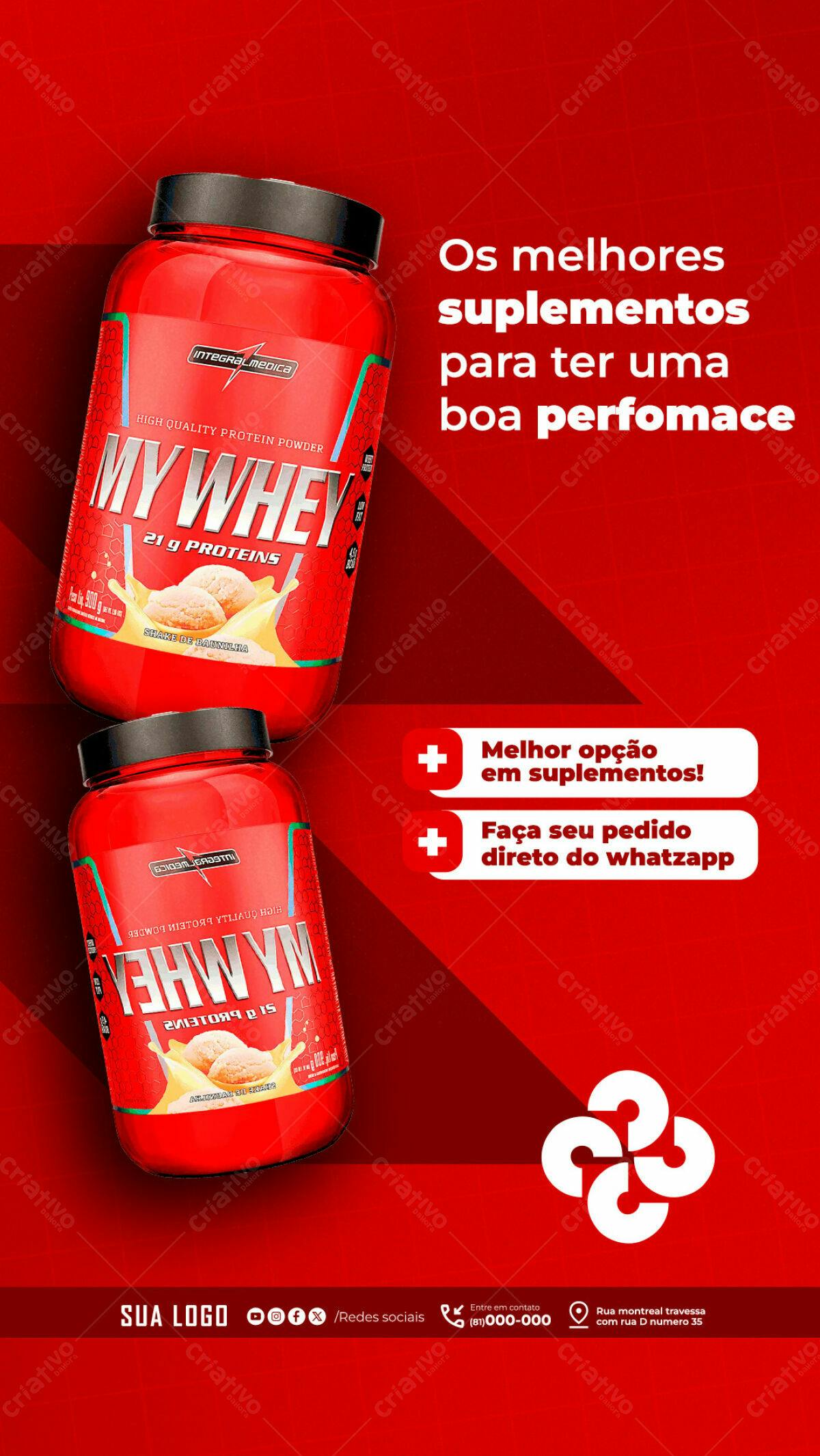 Modelo de Embalagem para Suplemento My Whey PSD Editável