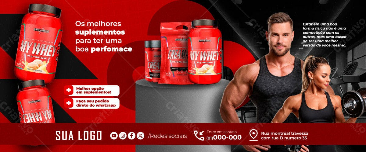 Banner Suplementos para Academia PSD Editável