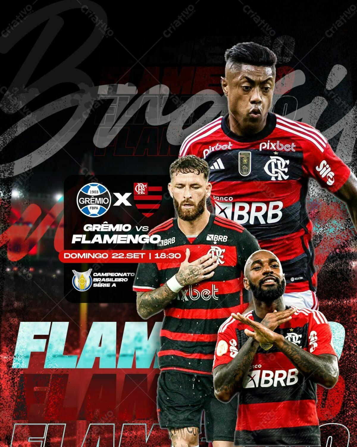 Flyer Flamengo x Grêmio PSD Editável