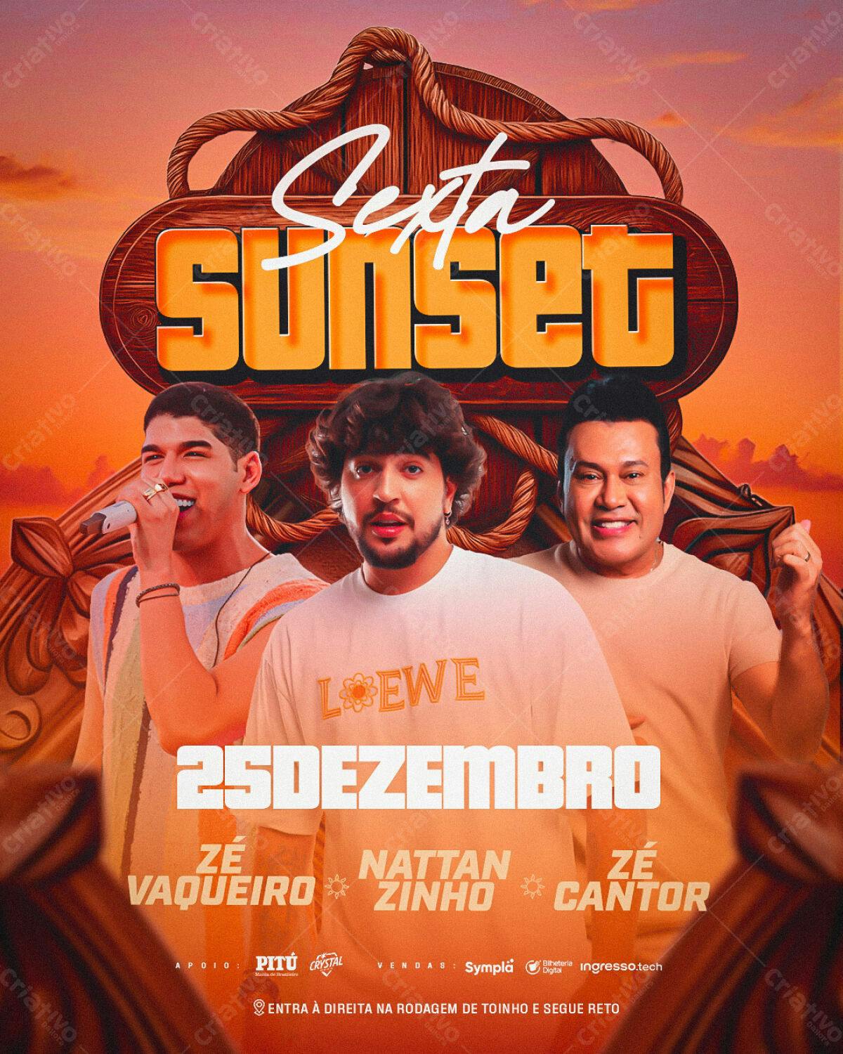 Flyer para Show Sertanejo Sunset PSD Editável