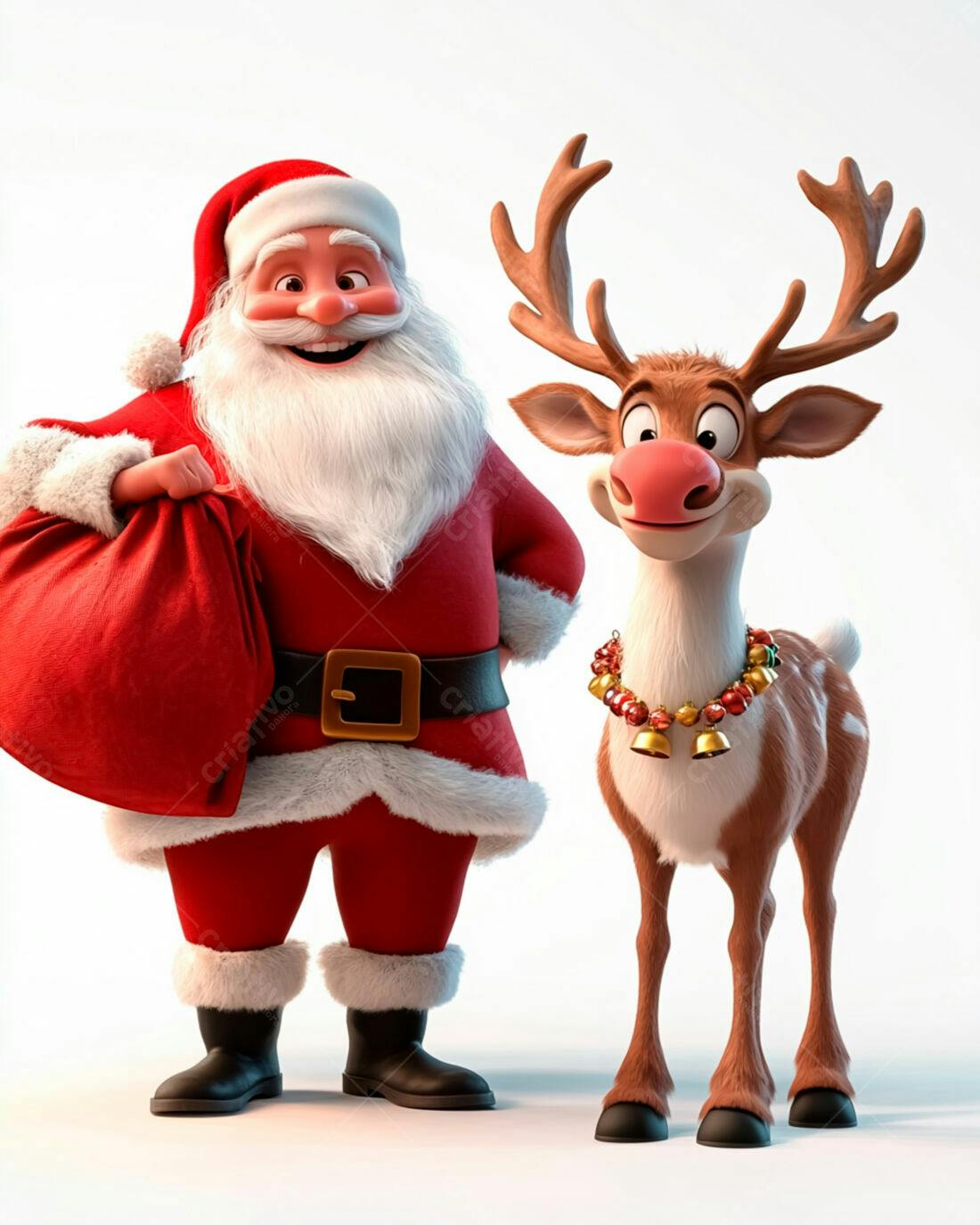 Papai Noel e rena natalinos alegres