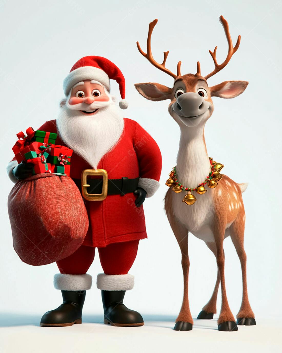 Papai Noel e rena Natal 3D