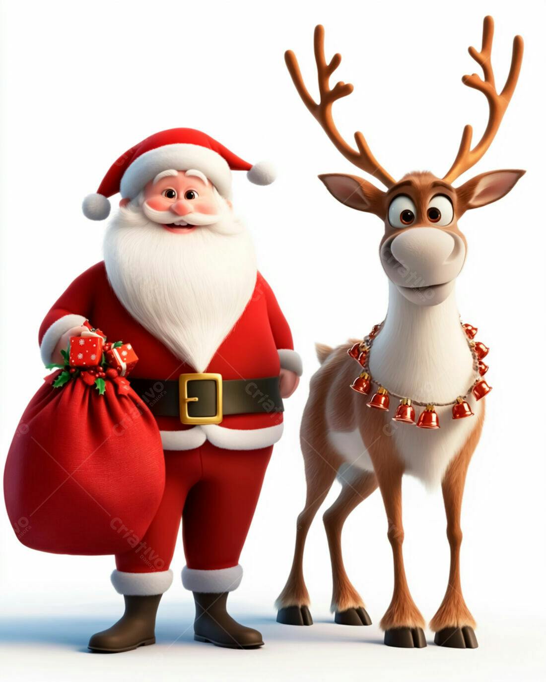 Papai Noel e rena natalinos animados