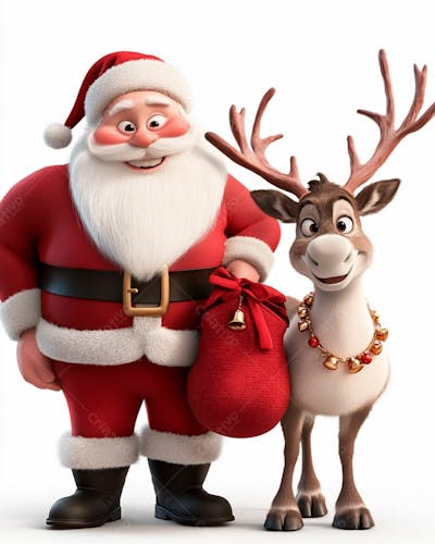 Imagem Do Papai Noel E Uma Rena De Natal