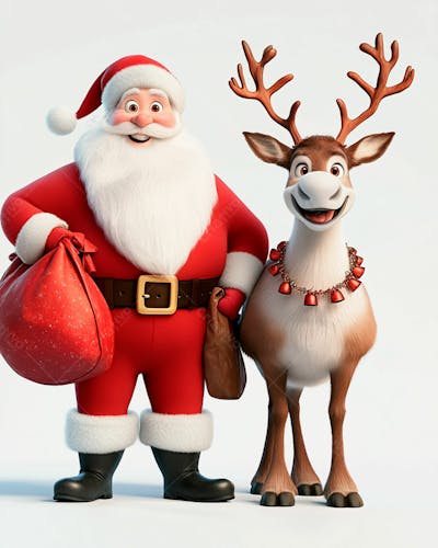 Imagem Do Papai Noel E Uma Rena De Natal