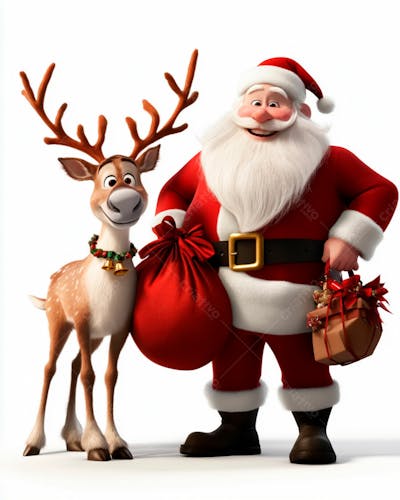 Imagem Do Papai Noel E Uma Rena De Natal