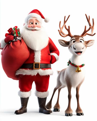 Imagem Do Papai Noel E Uma Rena De Natal