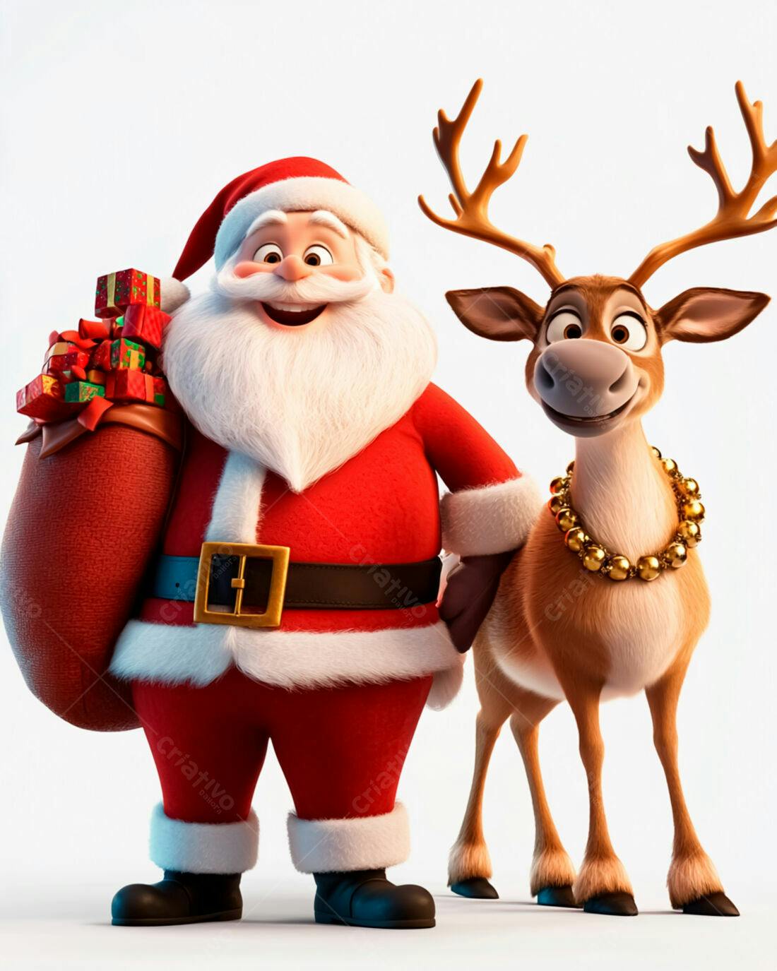 Papai Noel e Rena Natalinos Animados