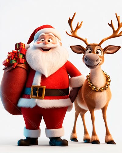 Imagem Do Papai Noel E Uma Rena De Natal