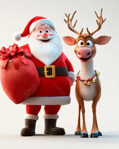 Imagem Do Papai Noel E Uma Rena De Natal