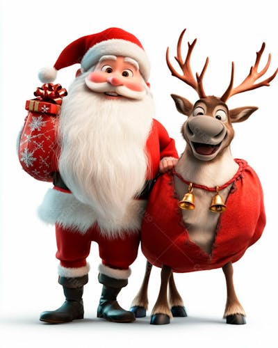 Imagem Do Papai Noel E Uma Rena De Natal
