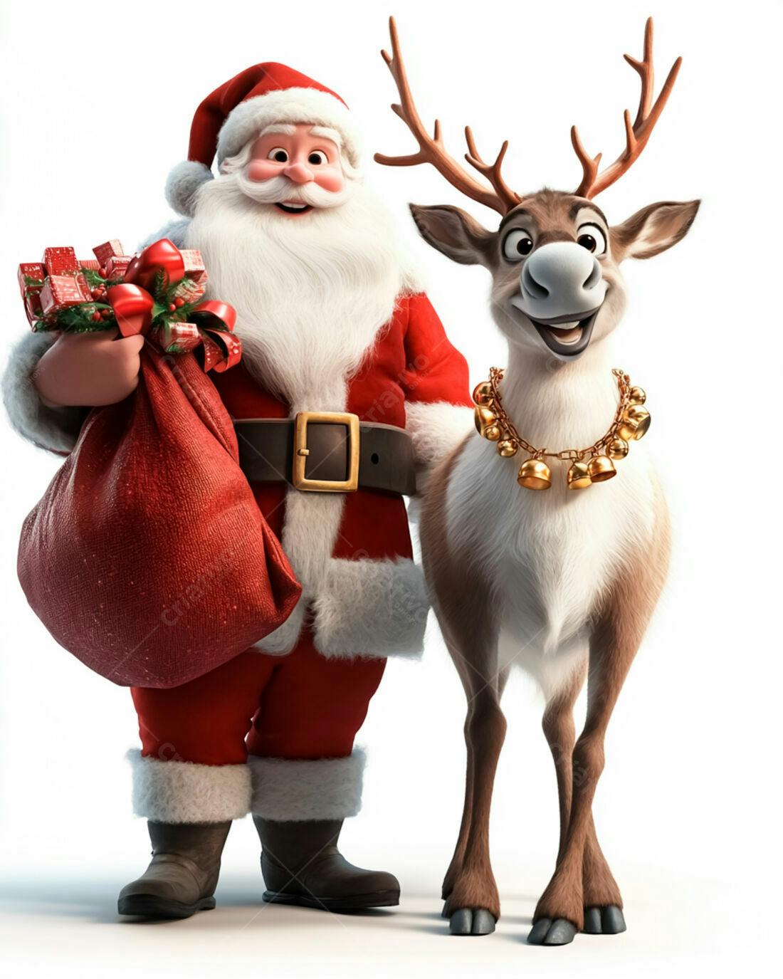 Papai Noel e Rena Natalinas Ilustração