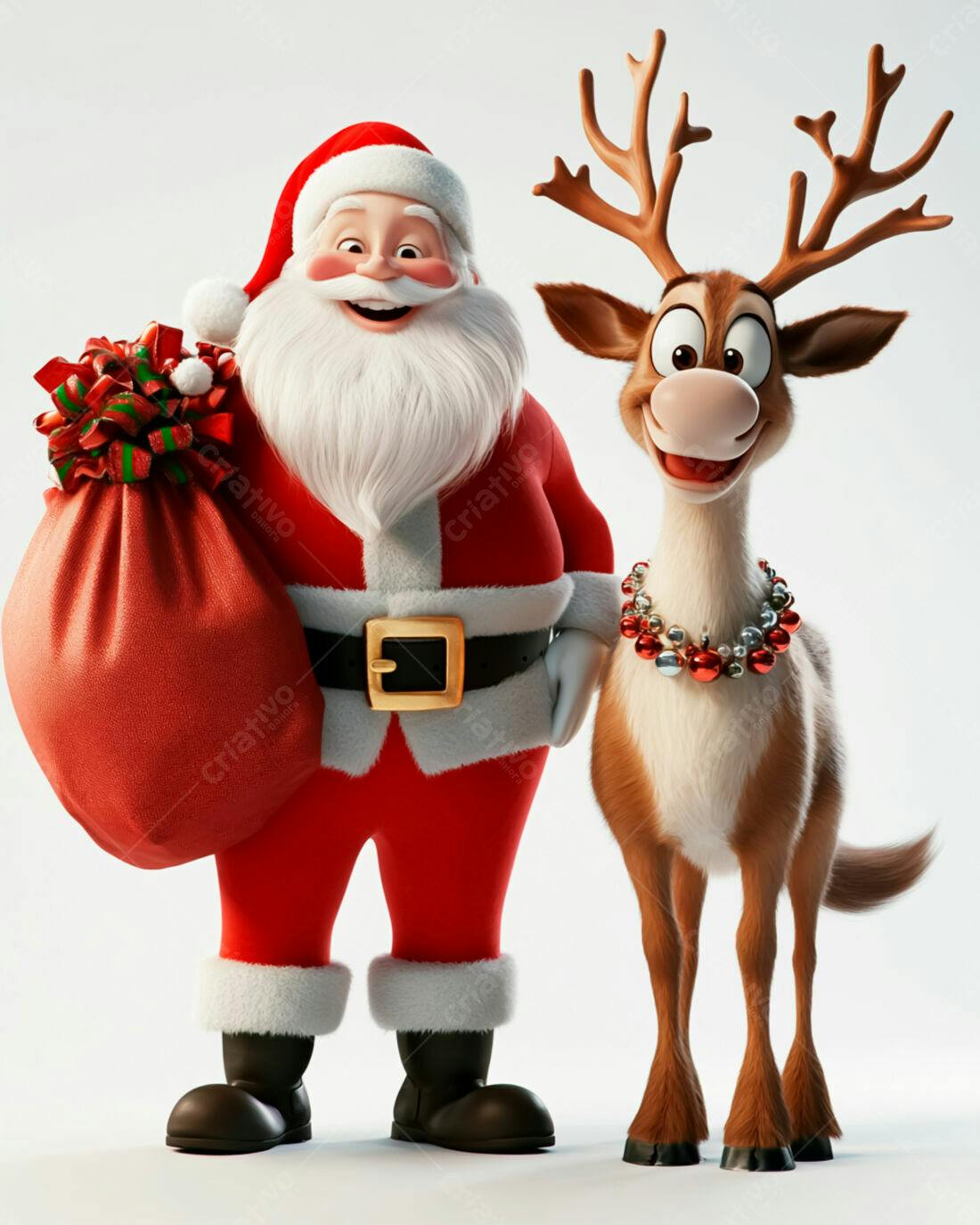 Papai Noel e rena natalinos felizes