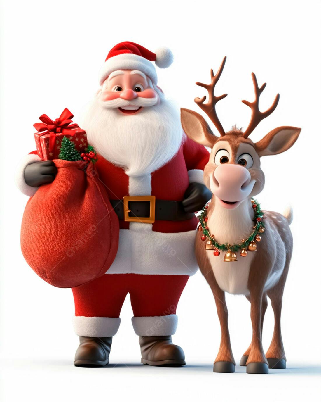 Papai Noel e rena natalinos felizes