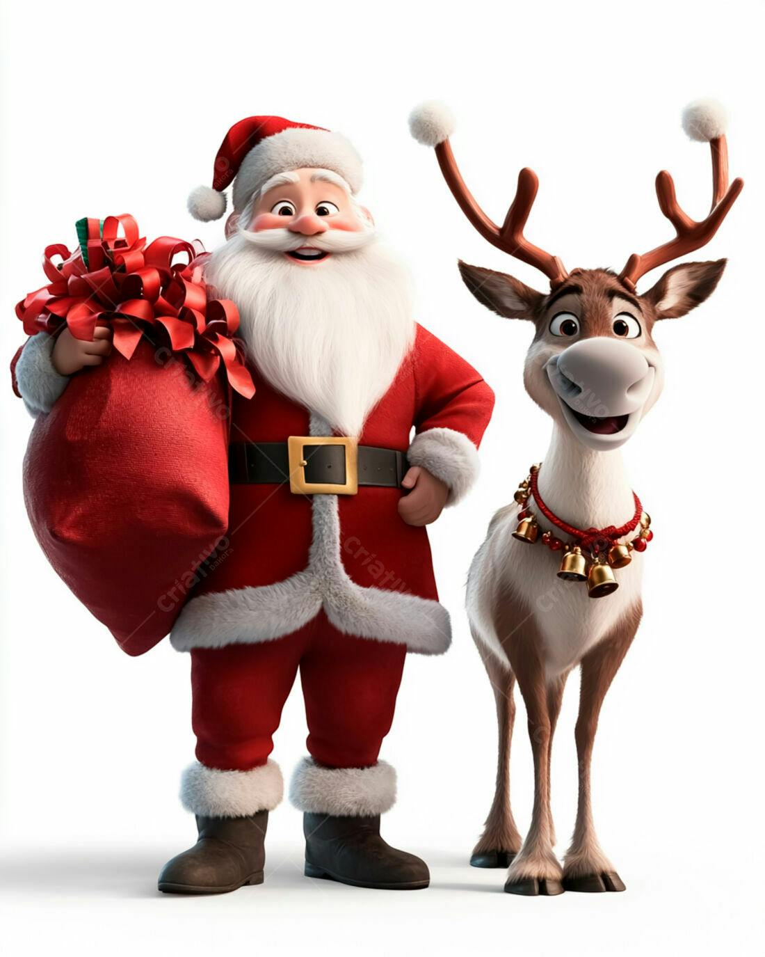 Papai Noel e rena Natal felizes