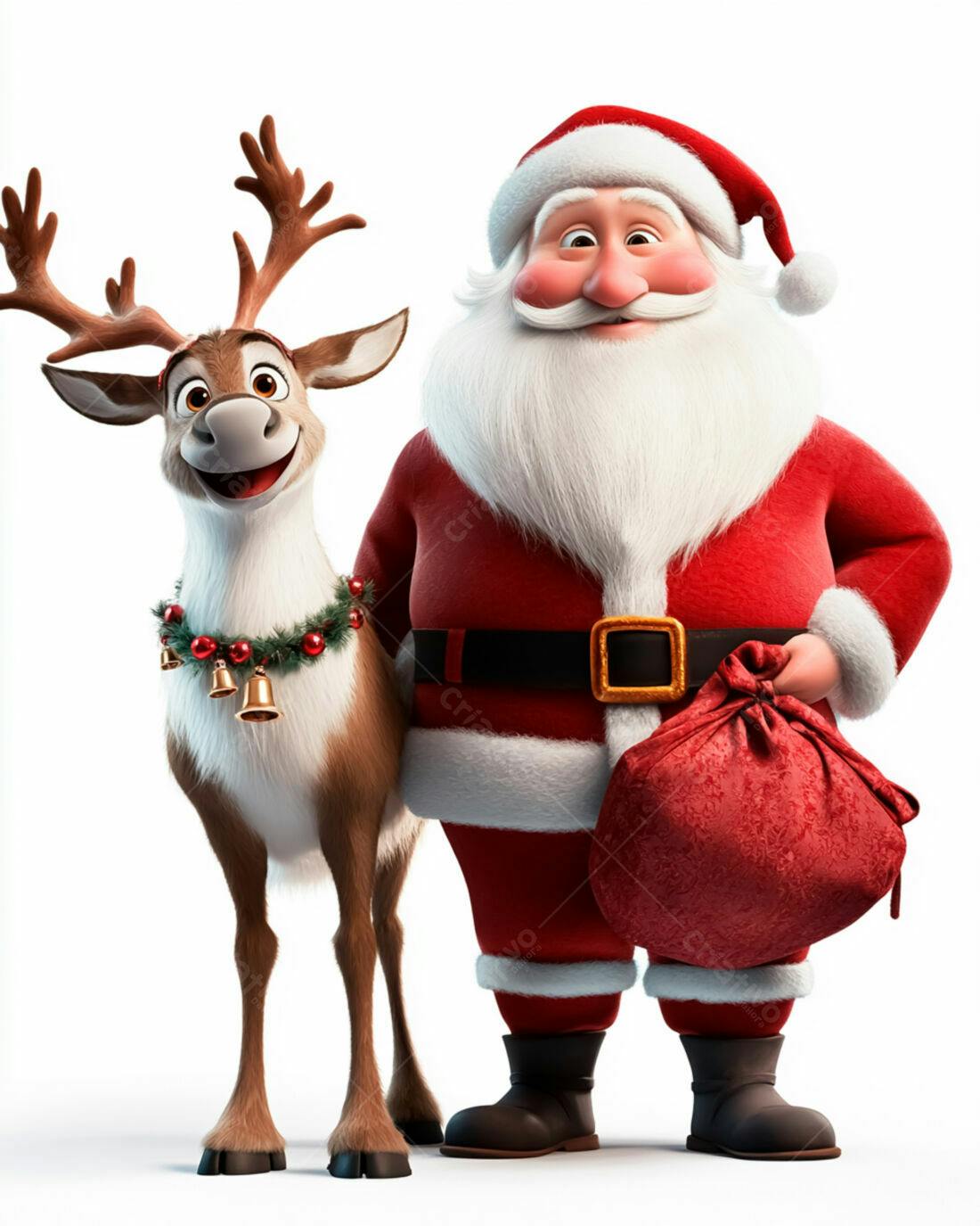 Papai Noel e Rena Natalinos em 3D