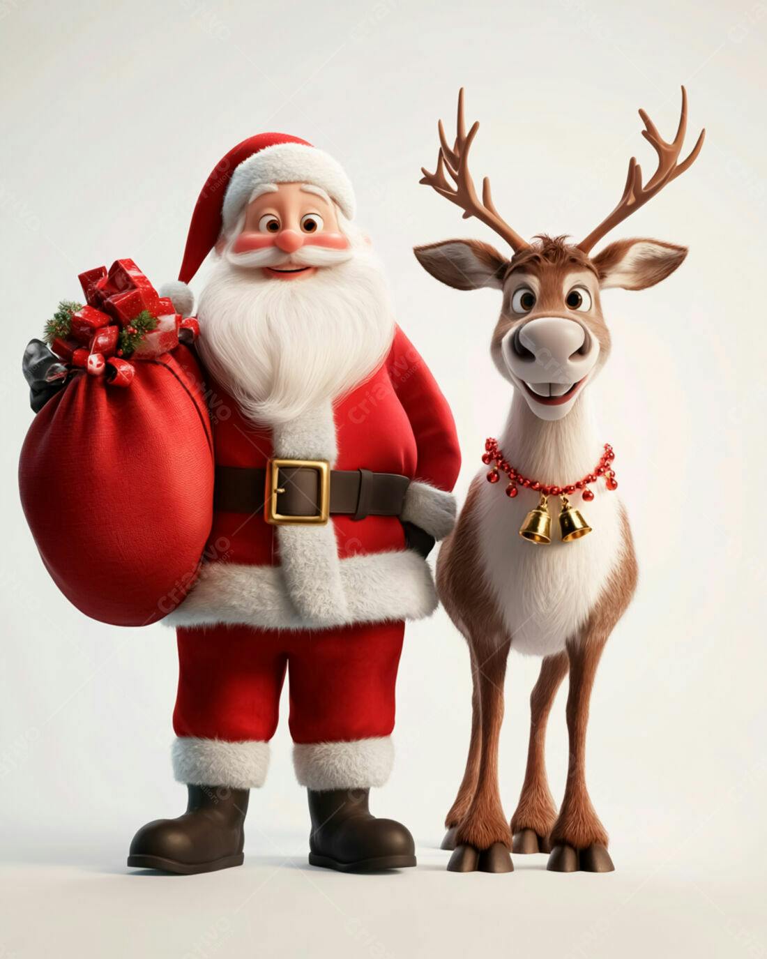 Papai Noel e Rena Natalinos Alegres