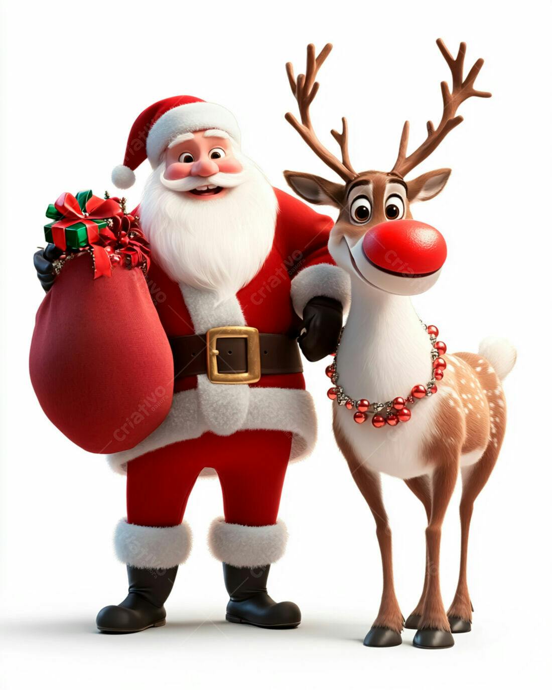 Papai Noel e Rena Natalinos Alegres