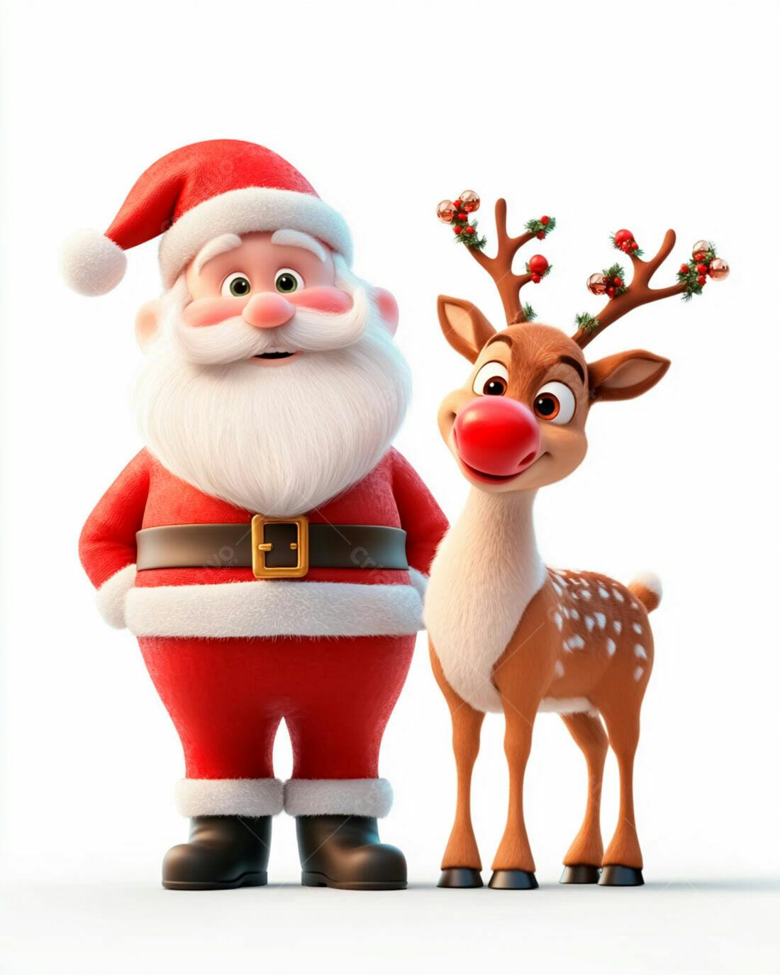 Papai Noel e Rena Natalinos Alegres
