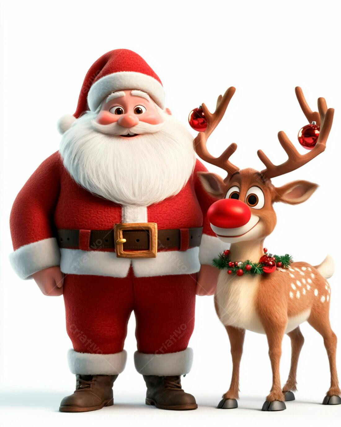 Papai Noel e Rena Natalinos Alegres