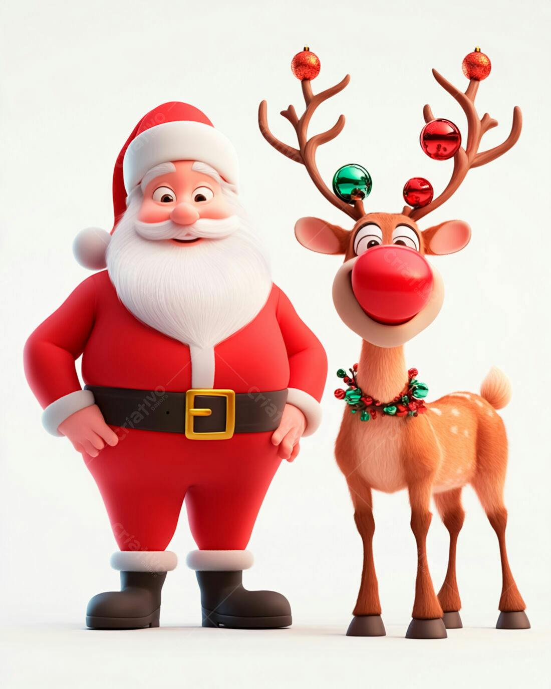 Papai Noel e Rena Natalinos Animados