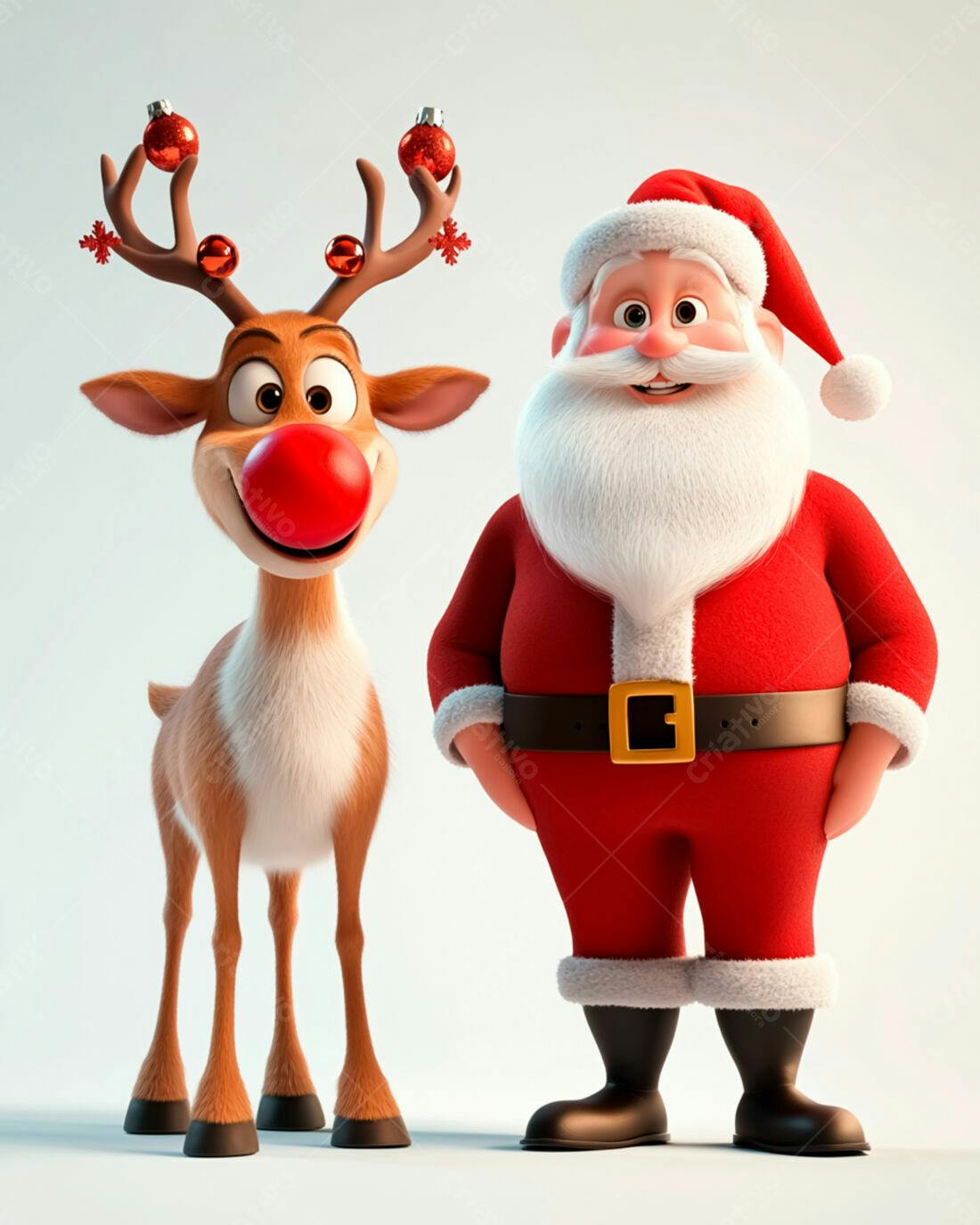 Papai Noel e Rena Natalinos Animados