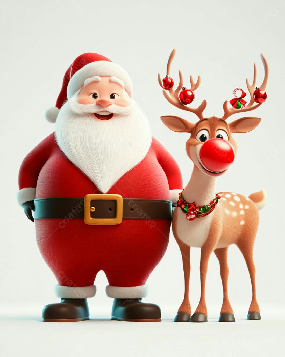 Papai Noel e Rena Natalinos Animados