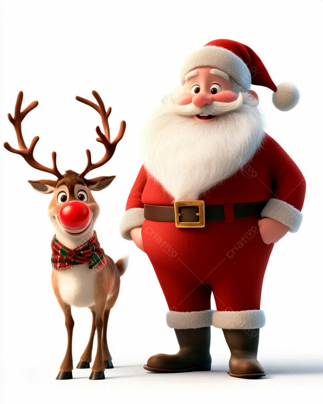 Papai Noel e rena Natal animados